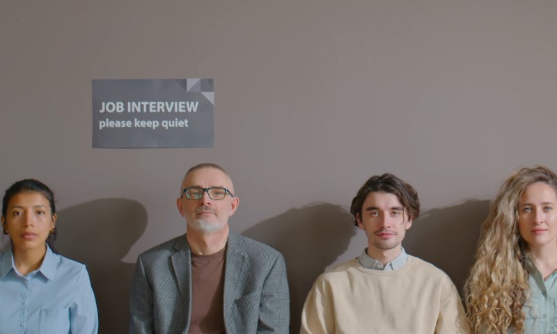 Four person waiting for a job interview